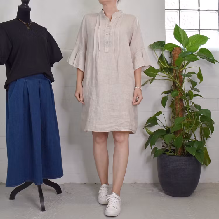 Linneklänning Idun BEIGE - CAMICIA