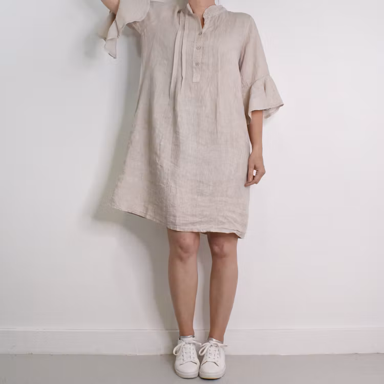 Linneklänning Idun BEIGE - CAMICIA
