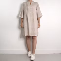 Linneklänning Idun BEIGE - CAMICIA