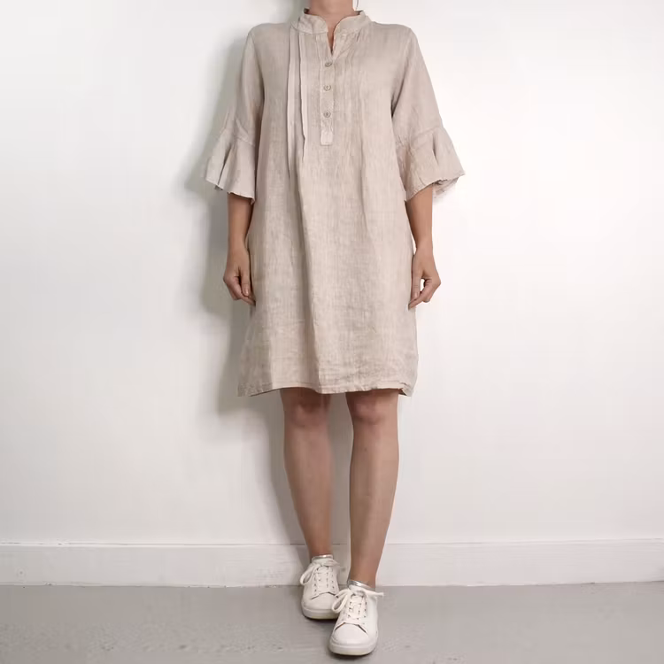 Linneklänning Idun BEIGE - CAMICIA
