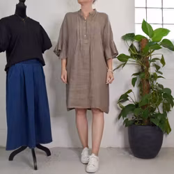 Linneklänning Idun TAUPE - Camicia
