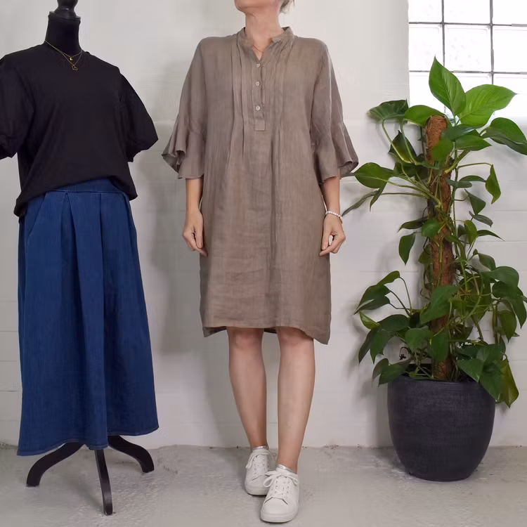 Linneklänning Idun TAUPE - Camicia