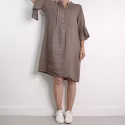 Linneklänning Idun TAUPE - Camicia