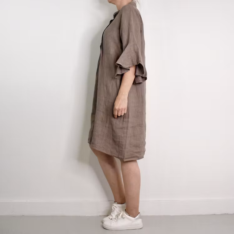 Linneklänning Idun TAUPE - Camicia