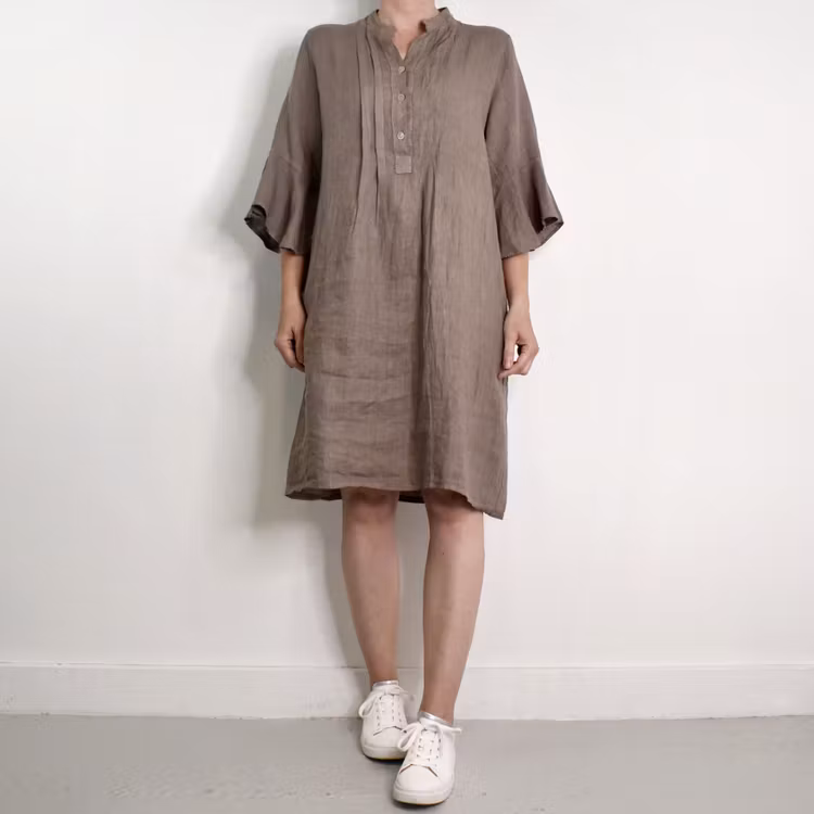 Linneklänning Idun TAUPE - Camicia
