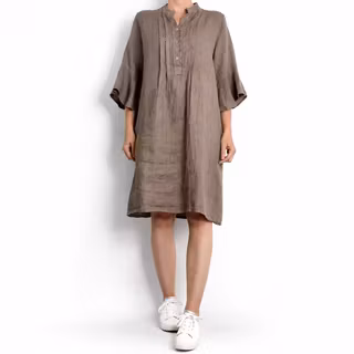 Linneklänning Idun TAUPE - Camicia