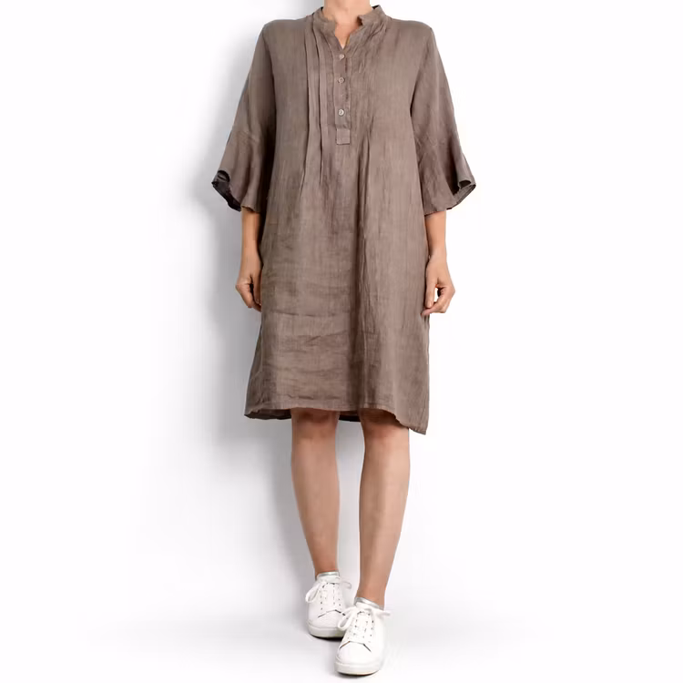 Linneklänning Idun TAUPE - Camicia
