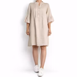 Linneklänning Idun BEIGE - CAMICIA