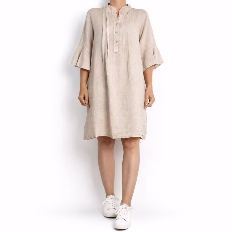Linneklänning Idun BEIGE - CAMICIA