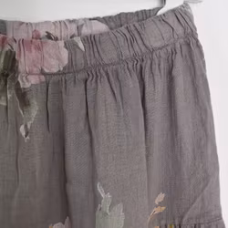 Linnekjol med volanger Blommig TAUPE