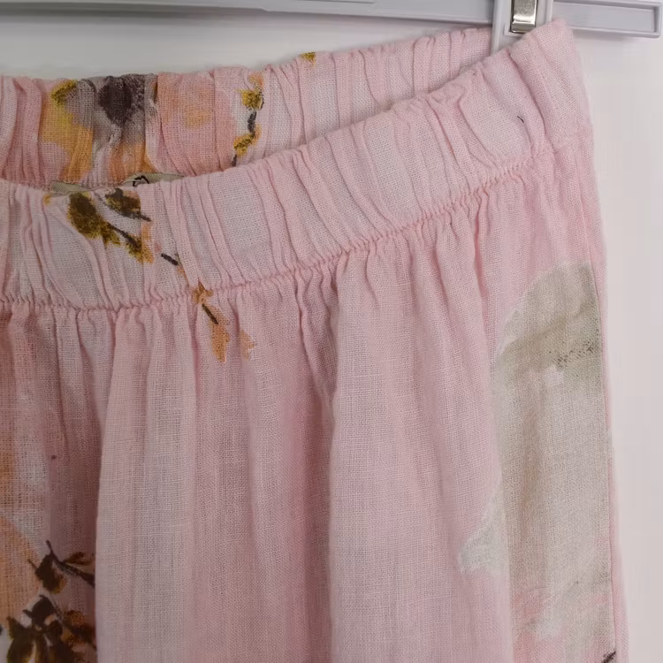 Linnekjol med volanger Blommig ROSA
