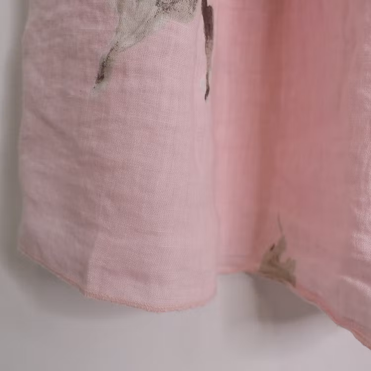 Linnekjol med volanger Blommig ROSA