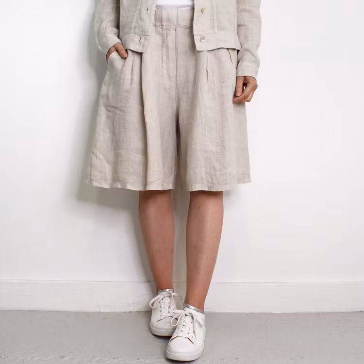 Linneshorts Fickor BEIGE