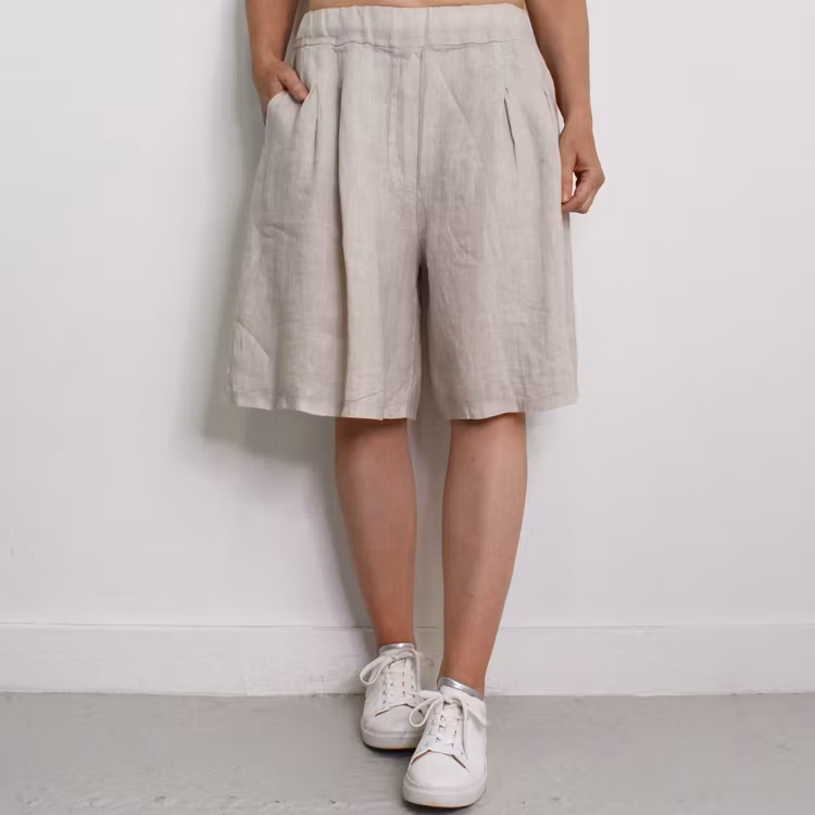 Linneshorts Fickor BEIGE