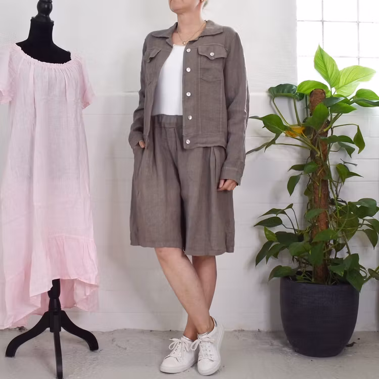 Linneshorts Fickor TAUPE