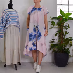 Linneklänning Volang Blommig ROSE