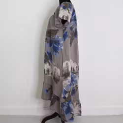 Linneklänning Volang Blommig TAUPE