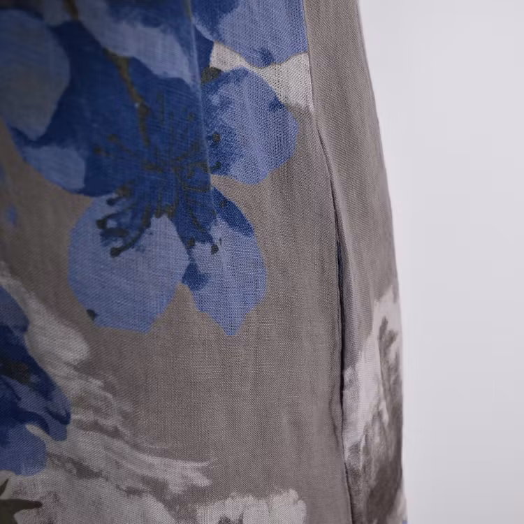 Linneklänning Volang Blommig TAUPE