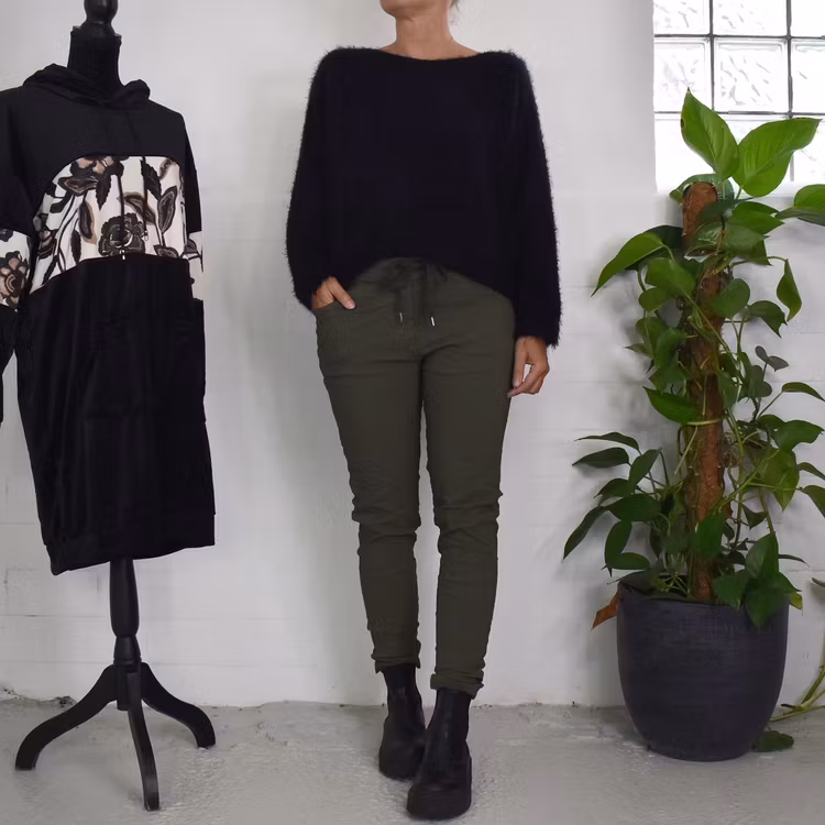 Stretchig Byxa Alva MÖRK KAKI