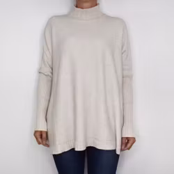Finstickad Tröja Over Sized BEIGE - Sevenday