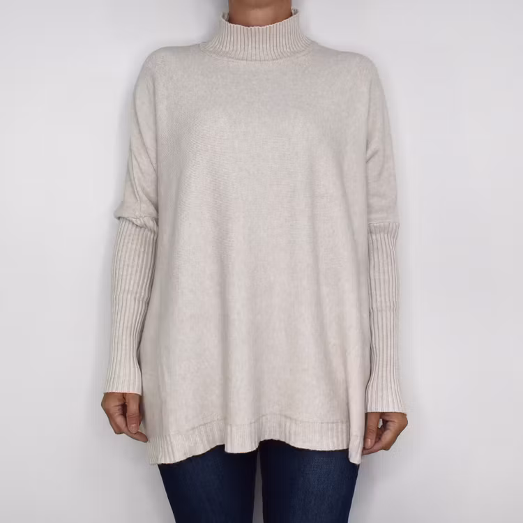Finstickad Tröja Over Sized BEIGE - Sevenday