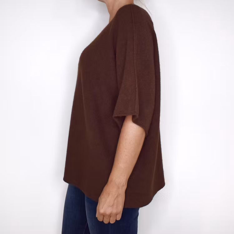 Finstickad Ponchotröja Sia BROWN - Marta du Chateau
