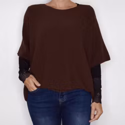 Finstickad Ponchotröja Sia BROWN - Marta du Chateau