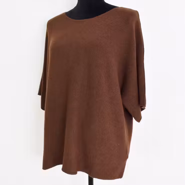 Finstickad Ponchotröja Sia BROWN - Marta du Chateau