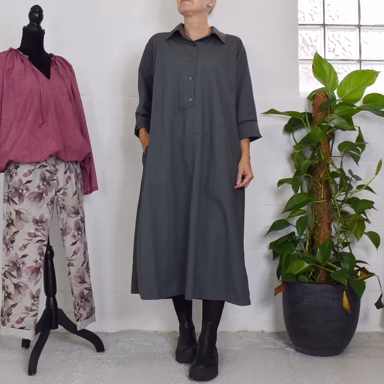 Skjortklänning Sanela GRÅ - Camicia