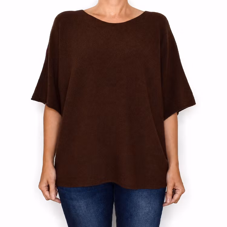 Finstickad Ponchotröja Sia BROWN - Marta du Chateau