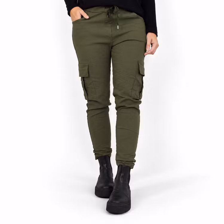 Stretchig Cargobyxa Siri MÖRK KAKI