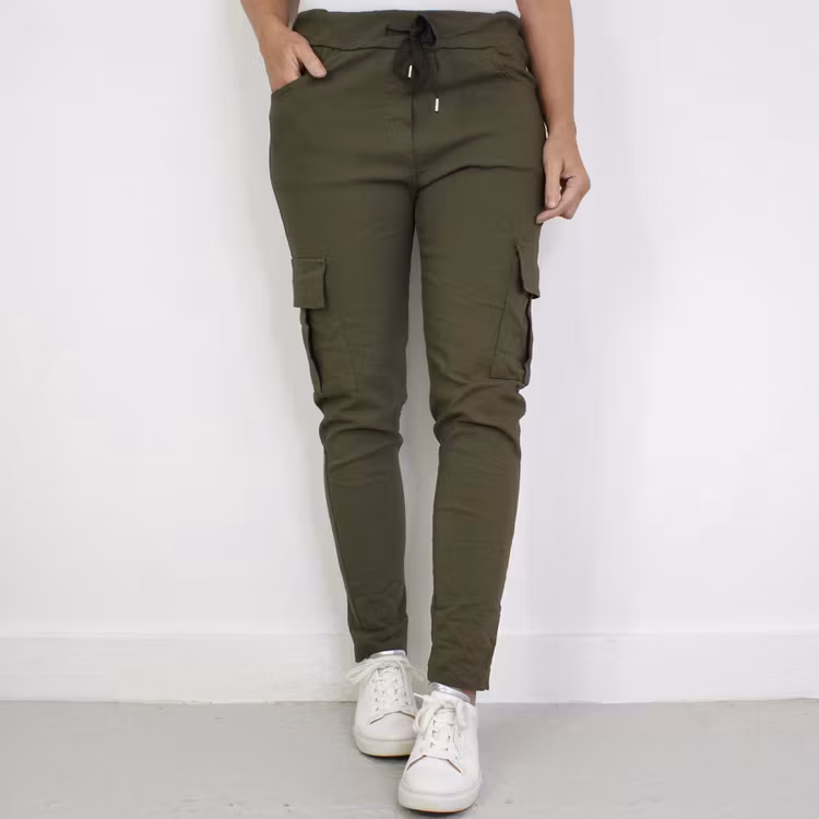 Stretchig Cargobyxa Siri MÖRK KAKI