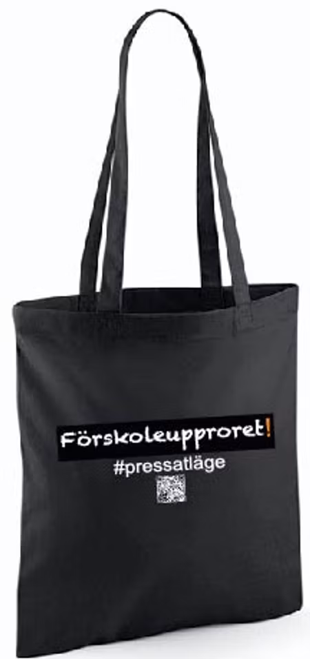 Svart Tygkasse med långt handtag "Förskoleupproret!"