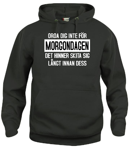 Hoodtröja Basic "Oroa dig inte för MORGONDAGEN"
