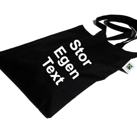 Bomullskasse Fair Trade med stort tryck "Egen Text"