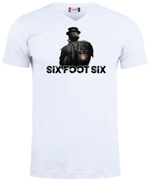 Vit V-hals T-shirt "PESTDOKTOR"