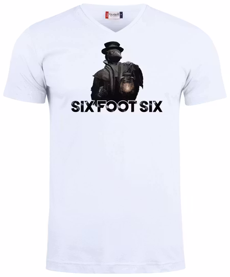 Vit V-hals T-shirt "PESTDOKTOR"