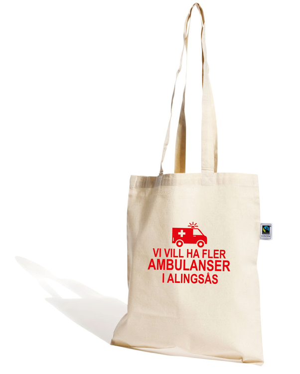 Natur Bomullskasse Fair Trade "Fler AMBULANSER Alingsås"