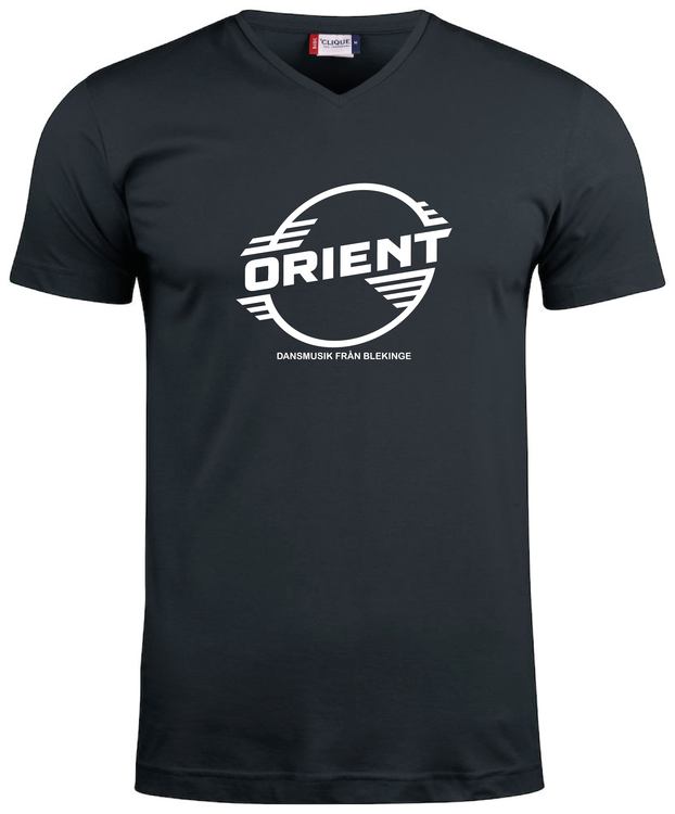 Svart V-hals T-shirt "ORIENT Blekinge"