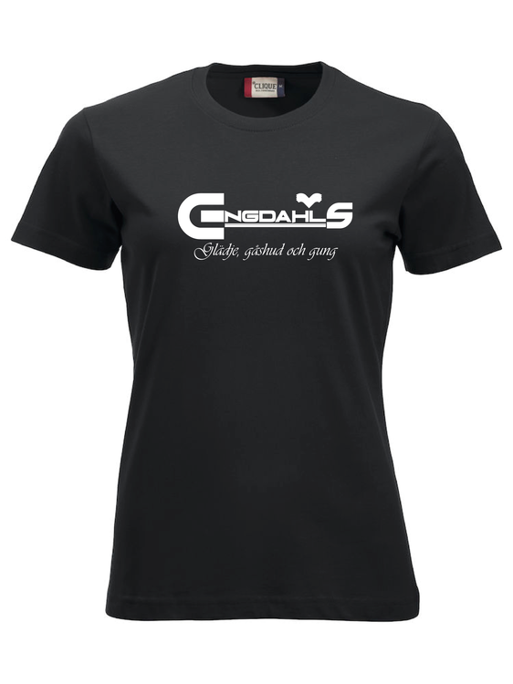 Svart Dam T-shirt "Glädje, gåshud och gung"