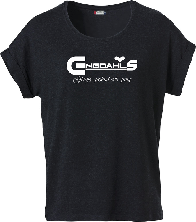 Svart Dam T-shirt Katy "Glädje, gåshud och gung"