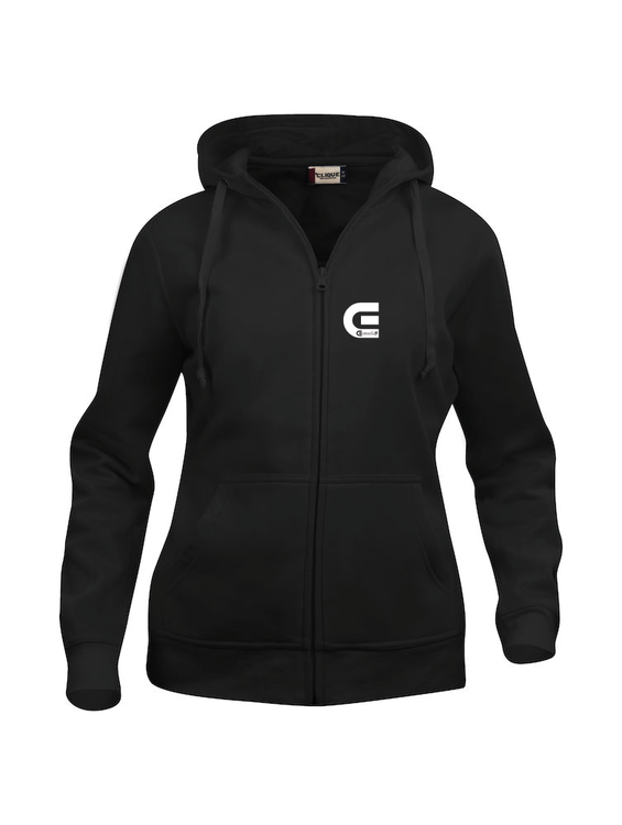 Svart Dam Hoodjacka "E-Logo" Fram