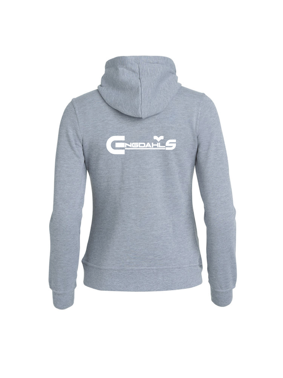 Grå Dam Hoodjacka "Engdahls Logo" Rygg