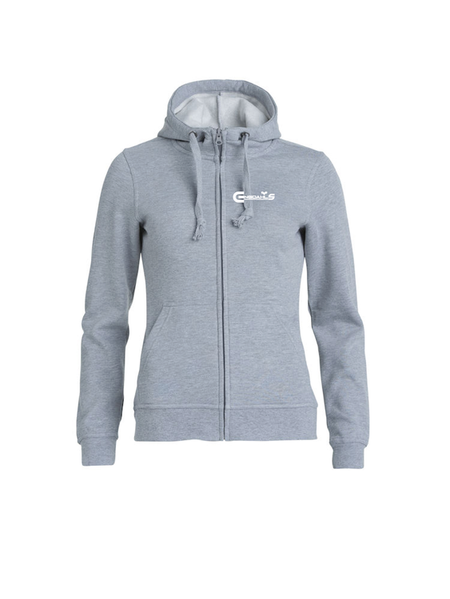 Grå Dam Hoodjacka "Engdahls Logo" Fram & Rygg
