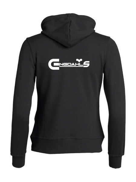 Svart Dam Hoodjacka "Engdahls Logo" Fram & Rygg