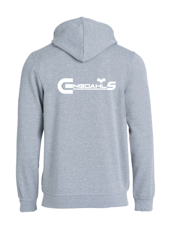 Grå Hoodjacka "Engdahls Logo" Rygg