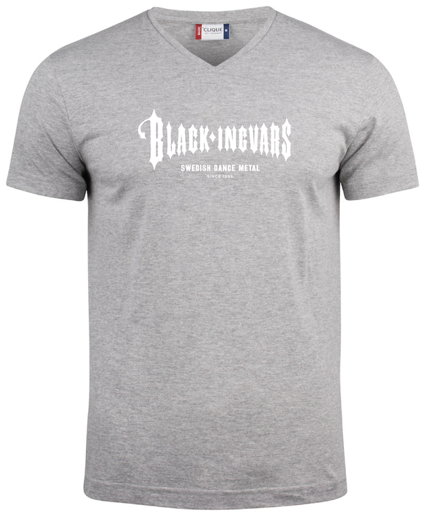 Grå V-hals T-SHIRT "BLACK-INGVARS" vit