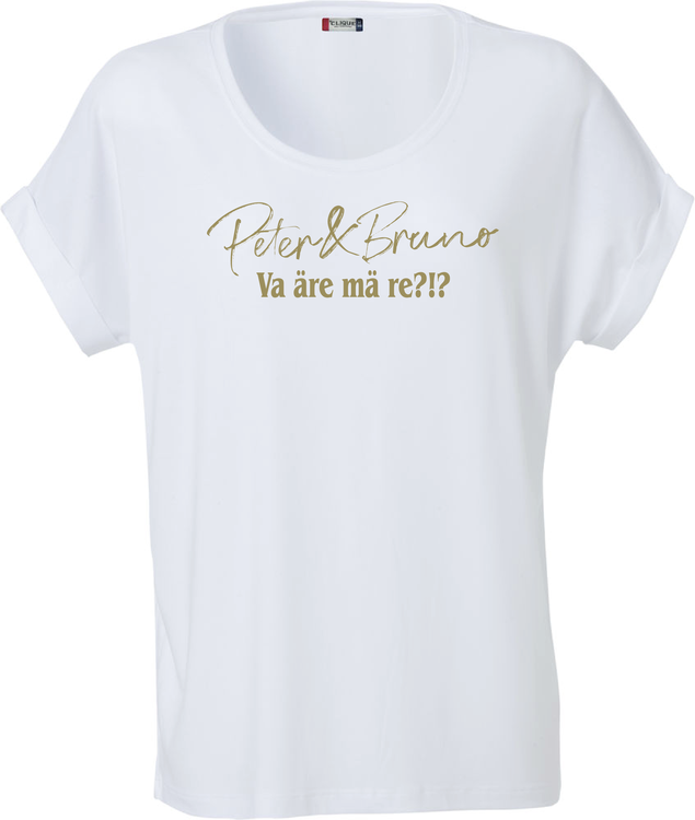 Vit Dam T-SHIRT Katy "P & B Va äre mä re?!?"