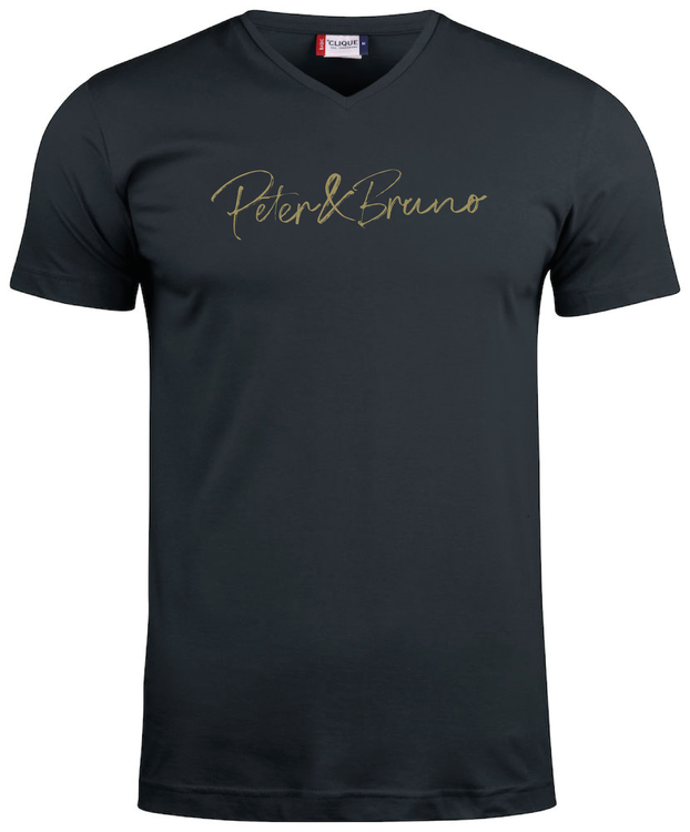 Svart V-hals T-shirt "Peter & Bruno"