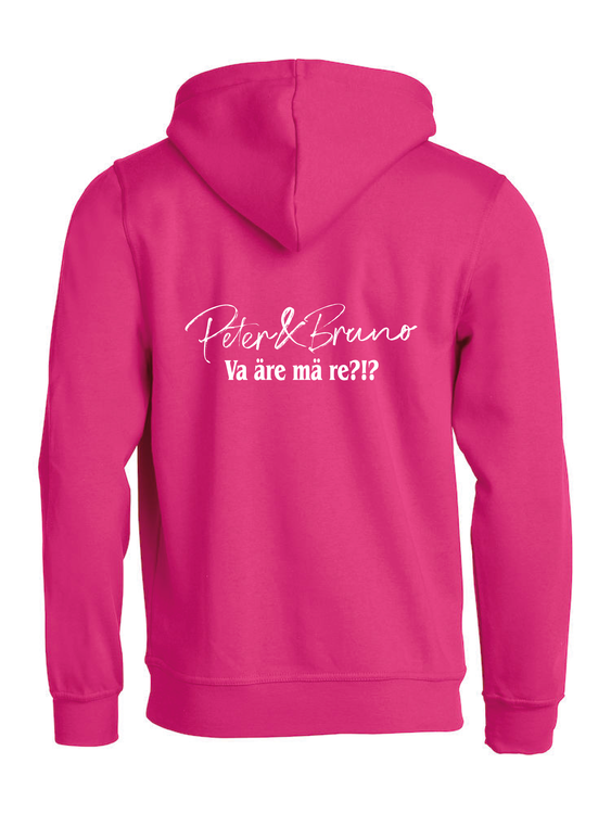 Cerise HOODTRÖJA rygg "P & B Va äre mä re?!?"